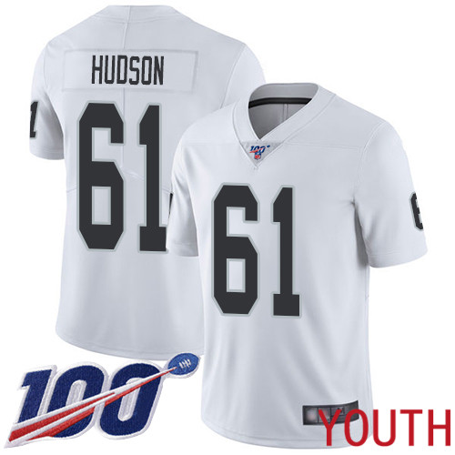 Oakland Raiders Limited White Youth Rodney Hudson Road Jersey NFL Football 61 100th Season Vapor Jersey